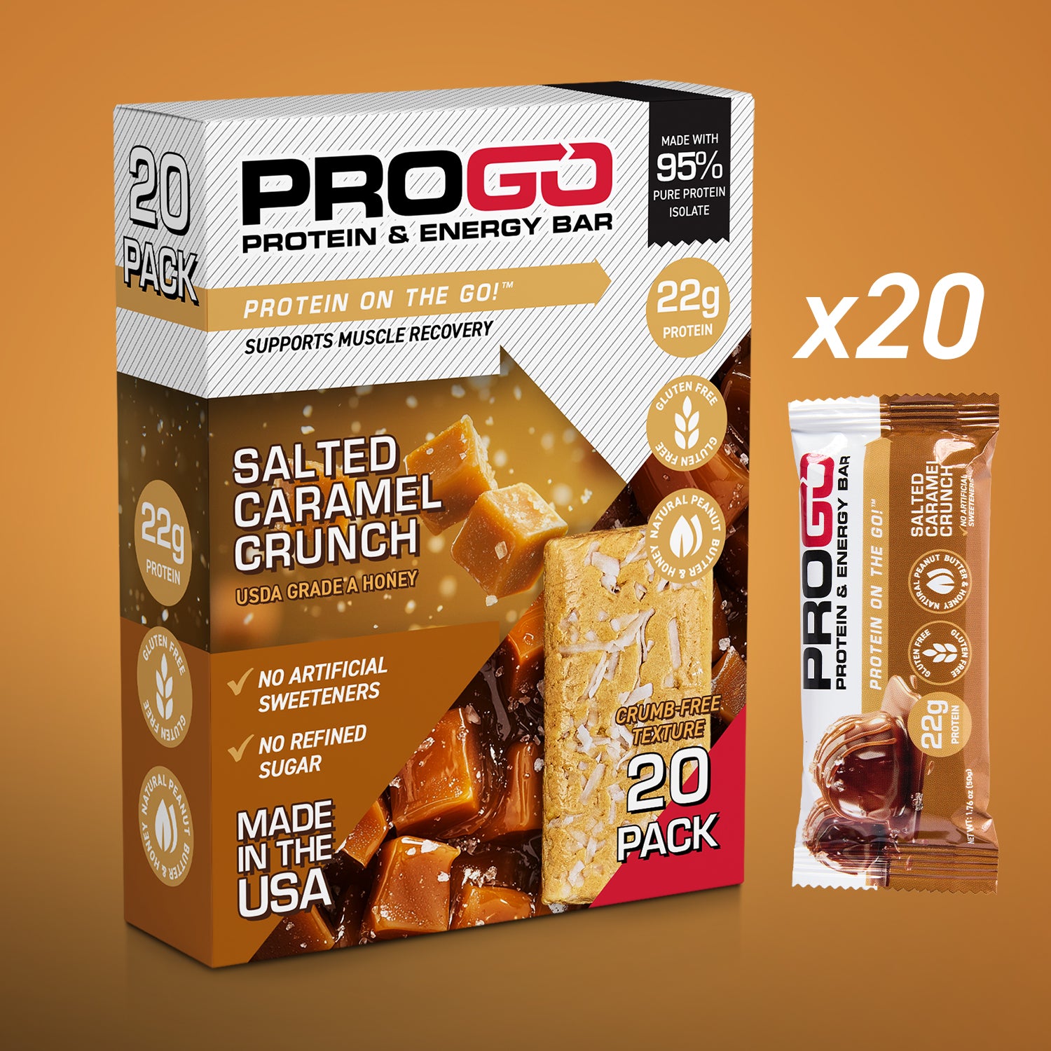 ProGo Protein Bars (Salted Caramel Crunch) - 20-Pack